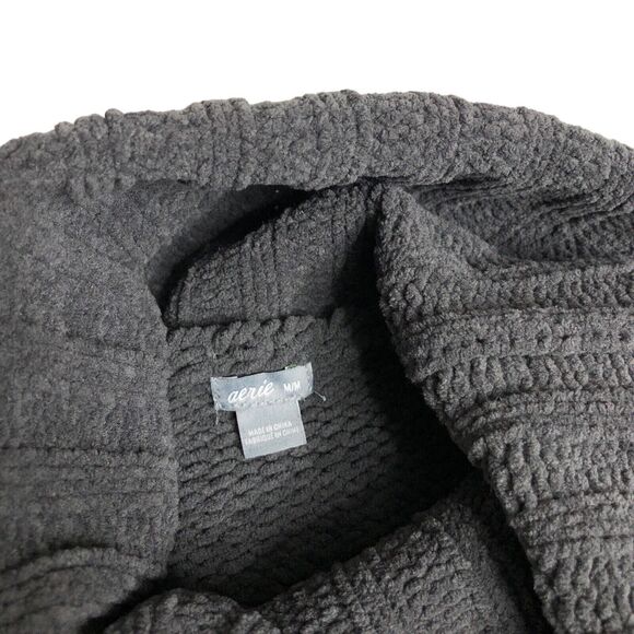 Aerie Sweater Womens Medium Gray Oversized Turtleneck Chunky Soft Comfort Casual - Picture 9 of 16